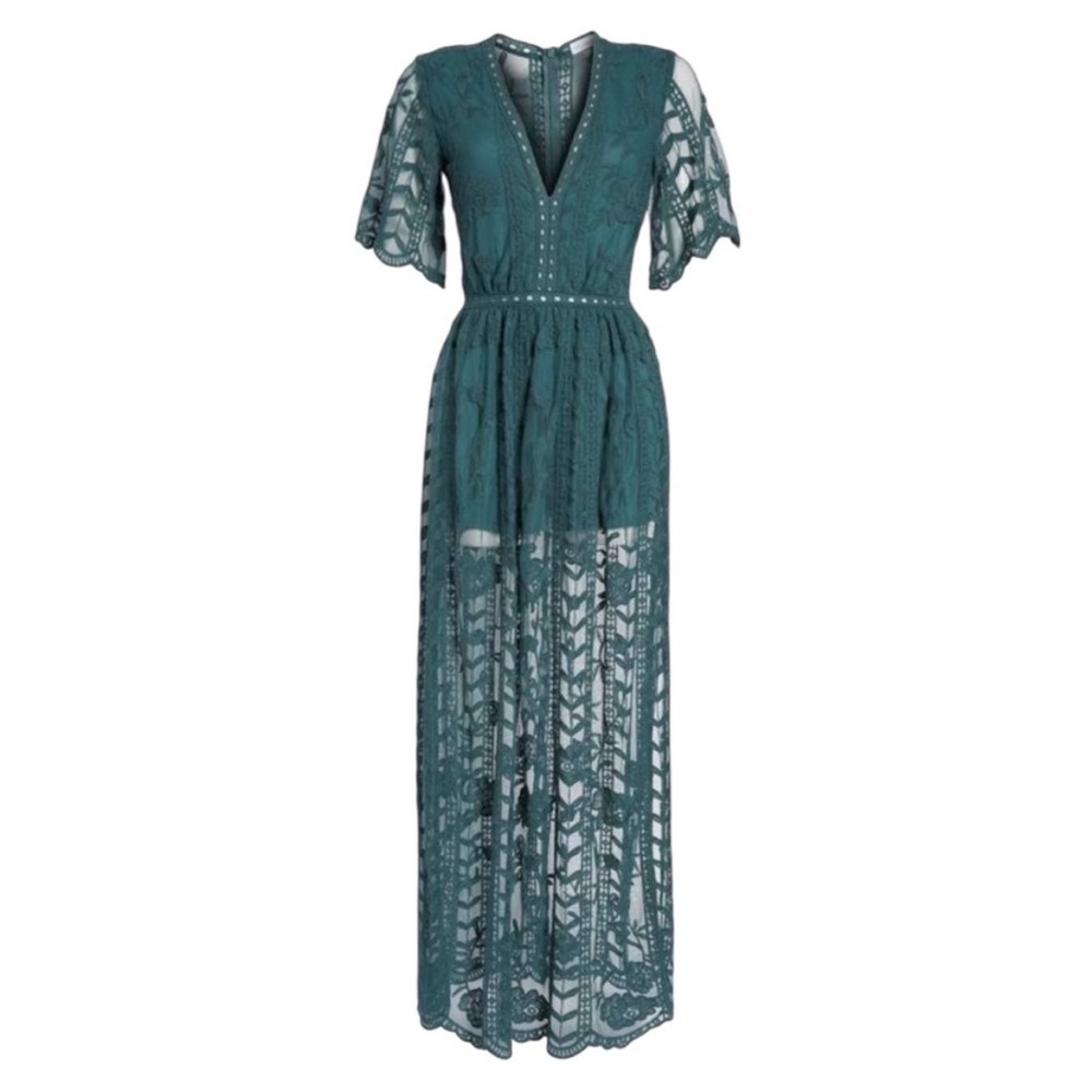 Socialite Emerald Lace Romper